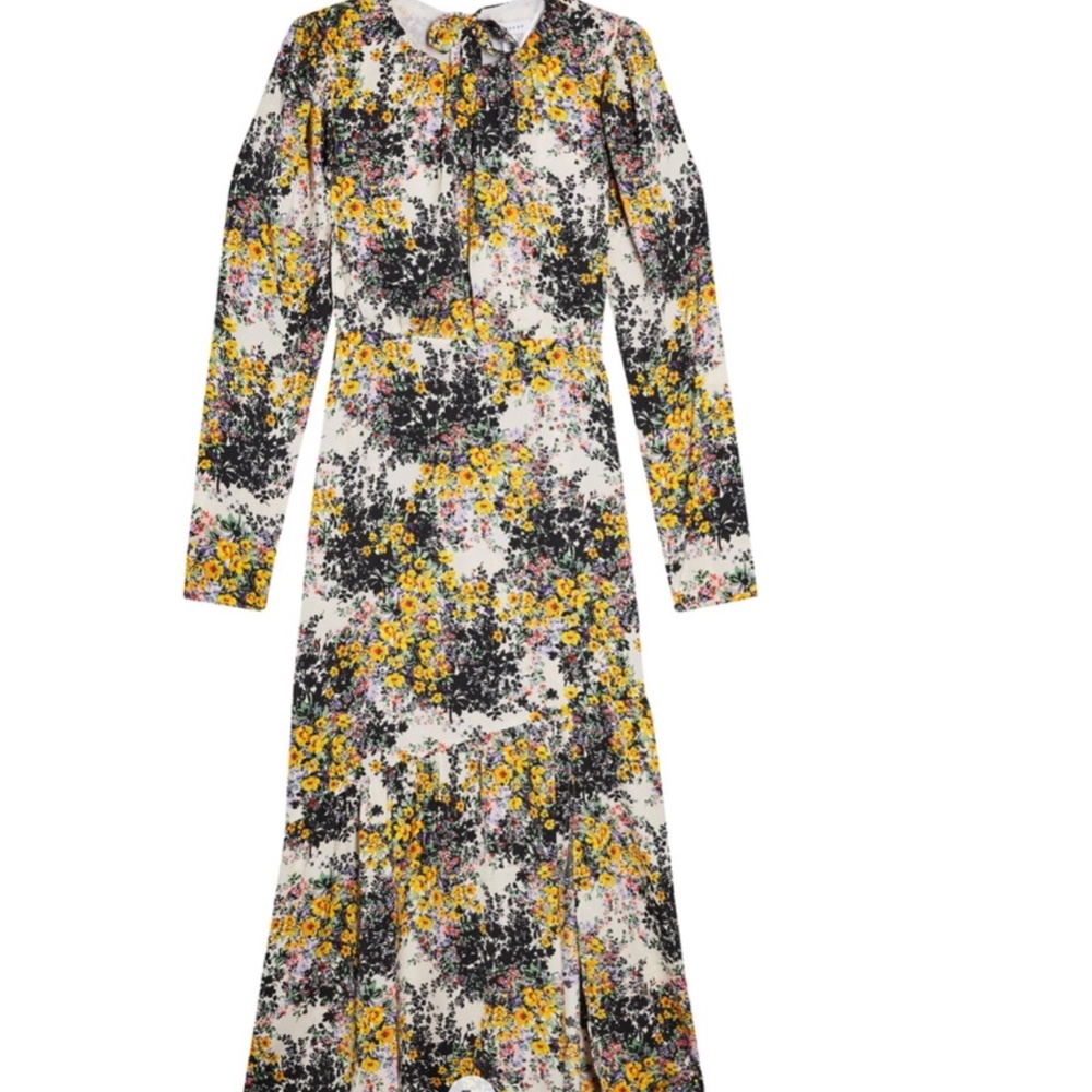 NWT Topshop Floral Long Sleeve Midi Dress 12 - Picture 6 of 11